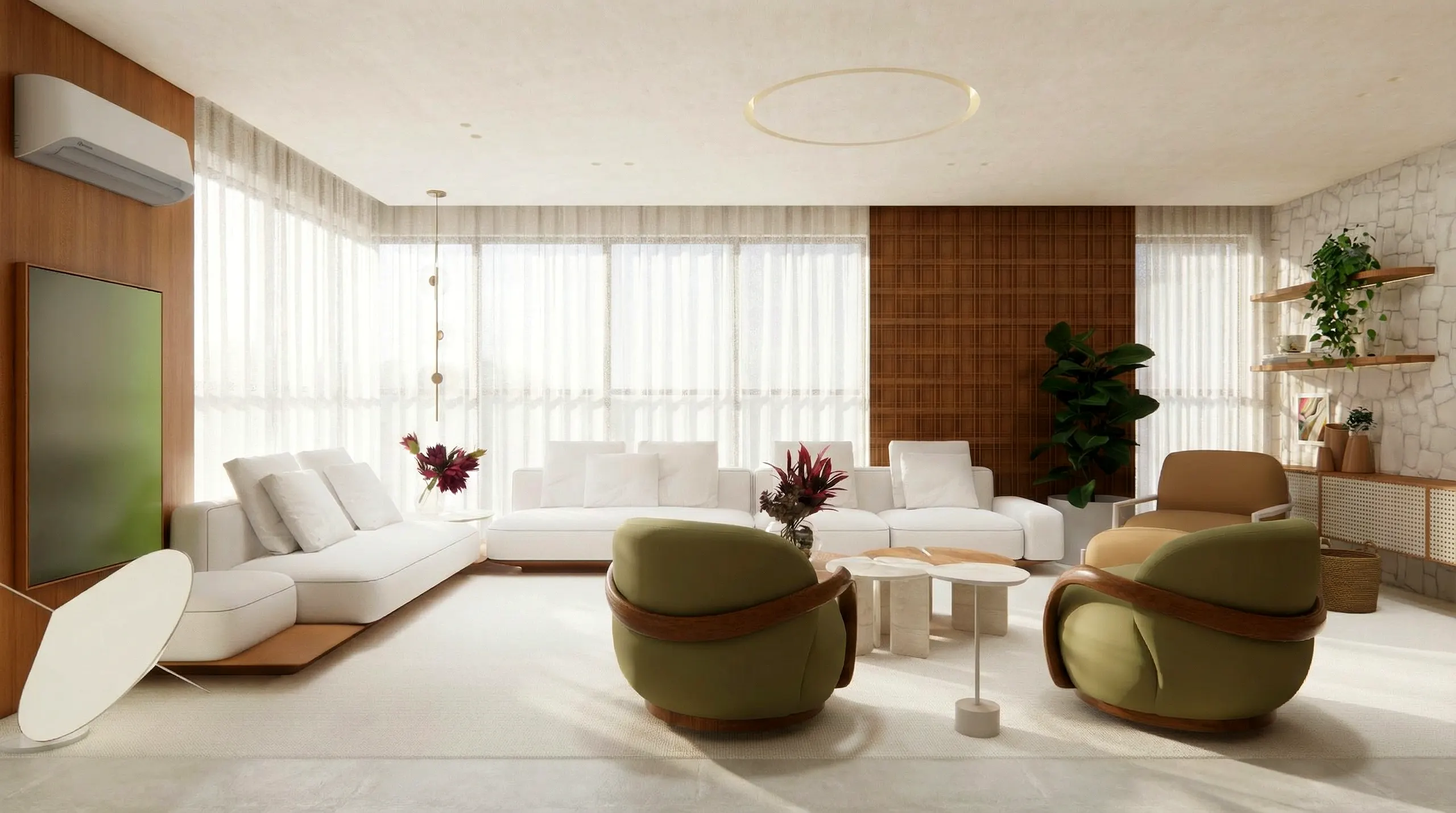Living integrado do apartamento The Mark