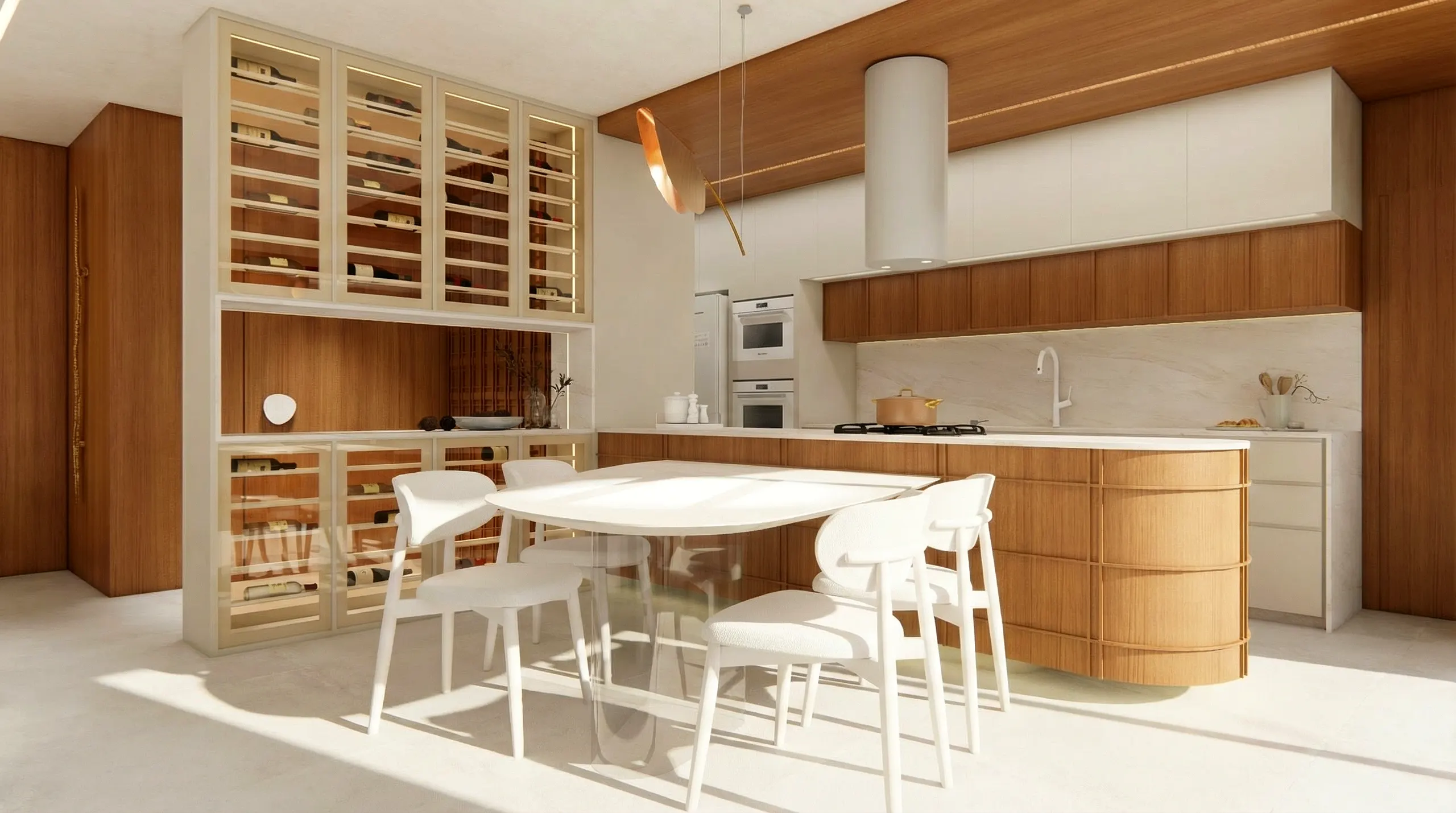 Cozinha e jantar do apartamento The Mark