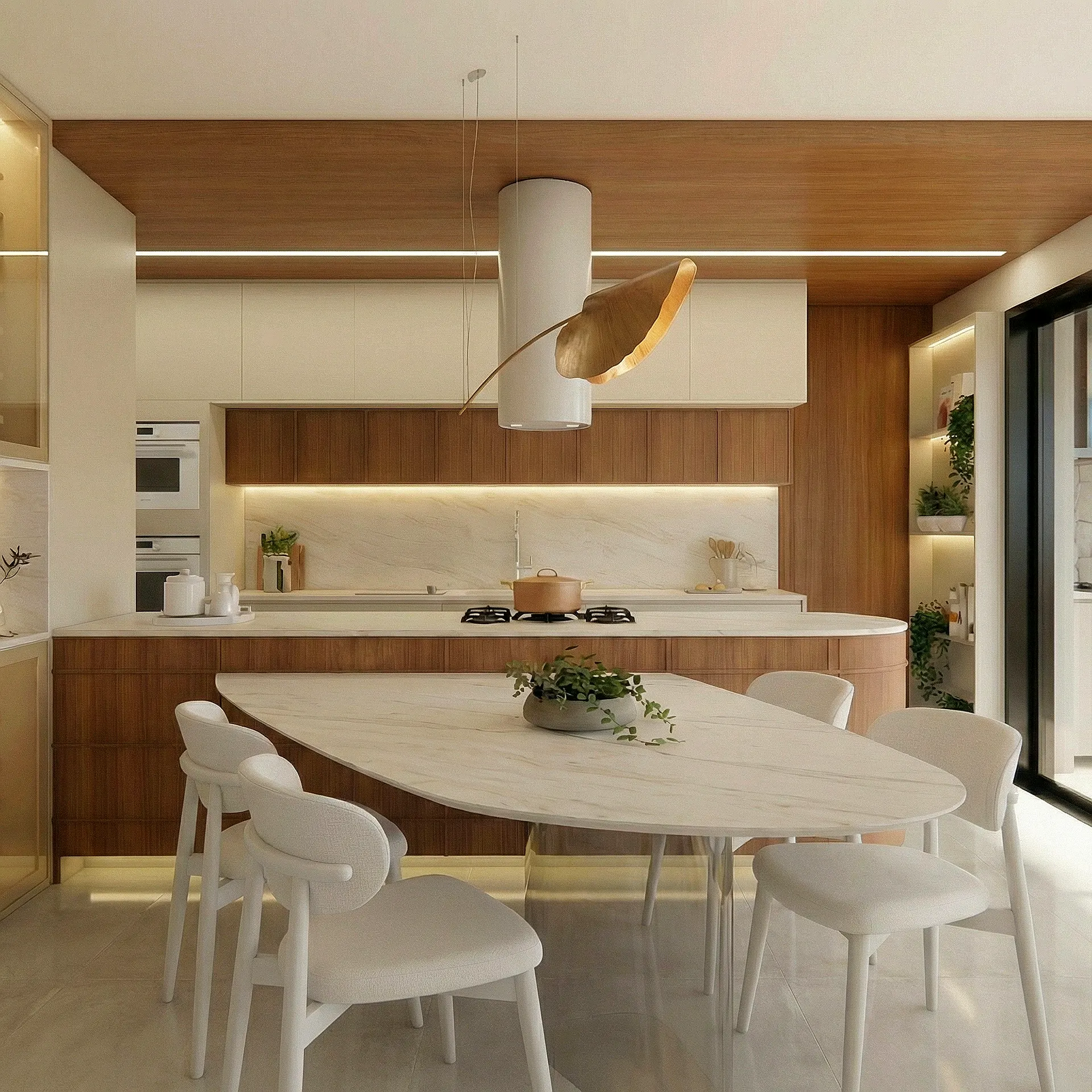 Cozinha e jantar do apartamento The Mark