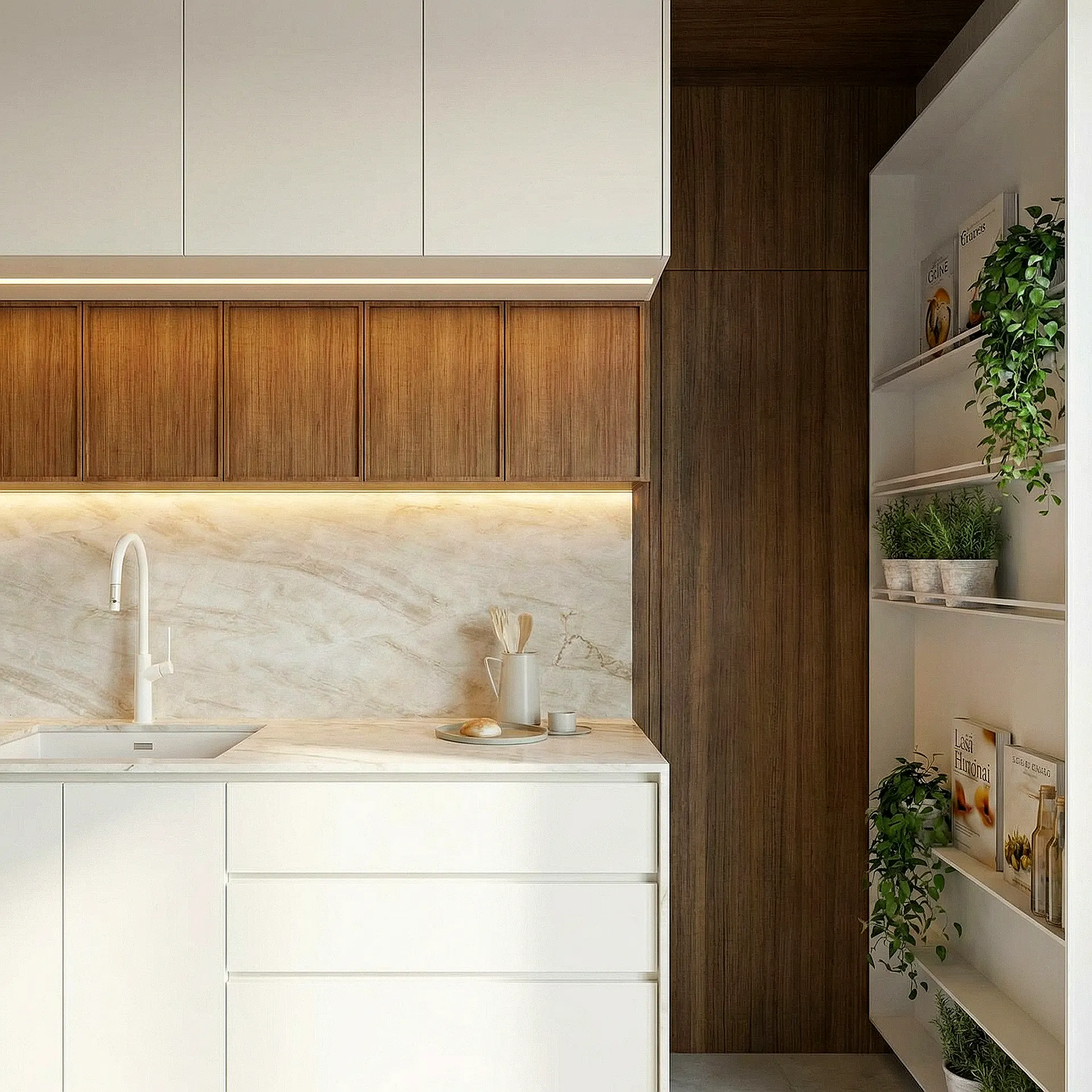 Cozinha, detalhe do apartamento The Mark