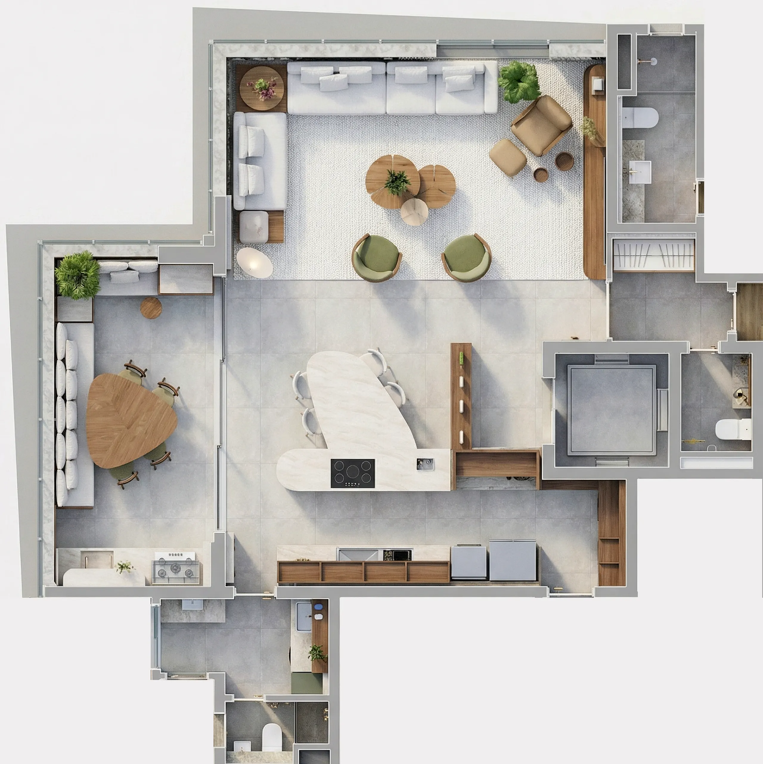 Planta humanizada do apartamento The Mark